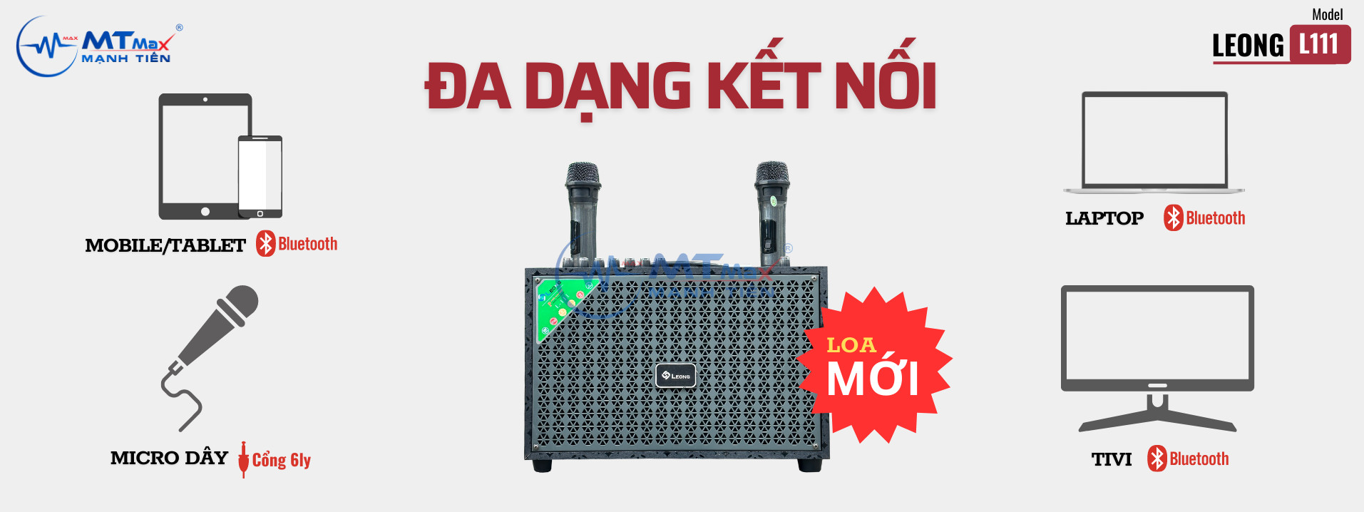 Loa Di Động Karaoke LEONG L111, Bass 20 Âm Thanh Trung Thực Đa Dạng Kết Nối BT, AUX, USB, TF Tặng Bao Đựng Micro Sang Trọng Hàng Chính Hãng