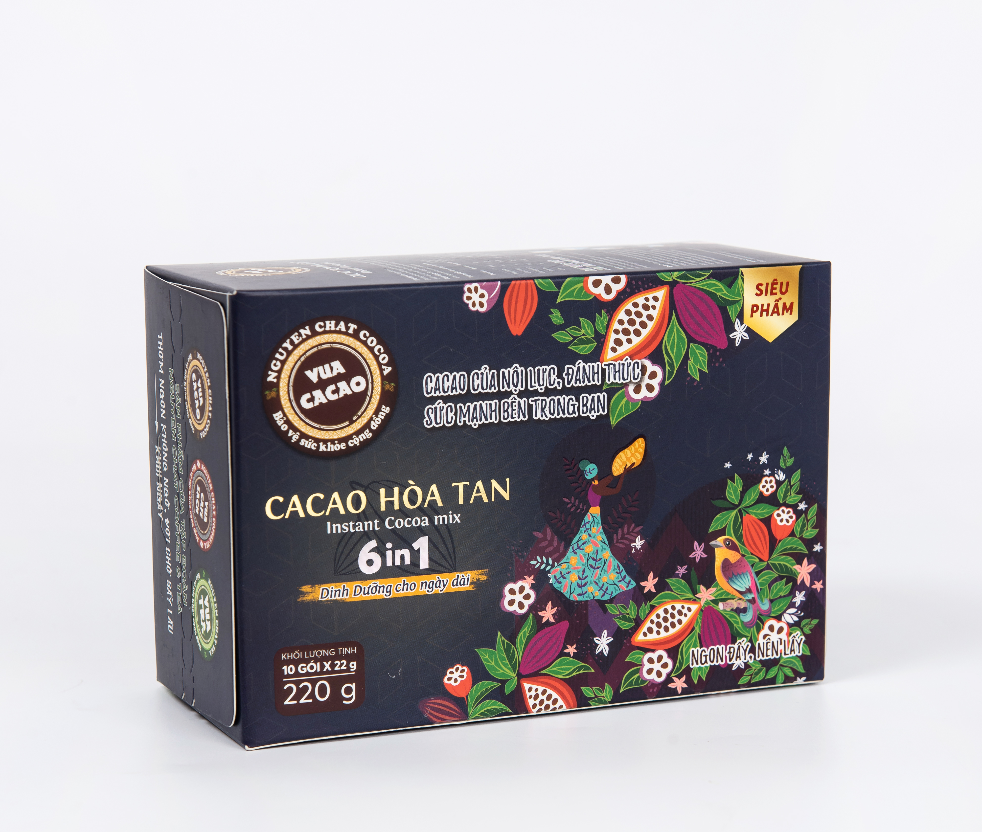 Cacao Hòa Tan 6 In 1 VUA CACAO Dinh Dưỡng Cho Ngày Dài CACAO Của Nội Lực, Đánh Thức Sức Mạnh Bên Trong Bạn - Hộp 220g