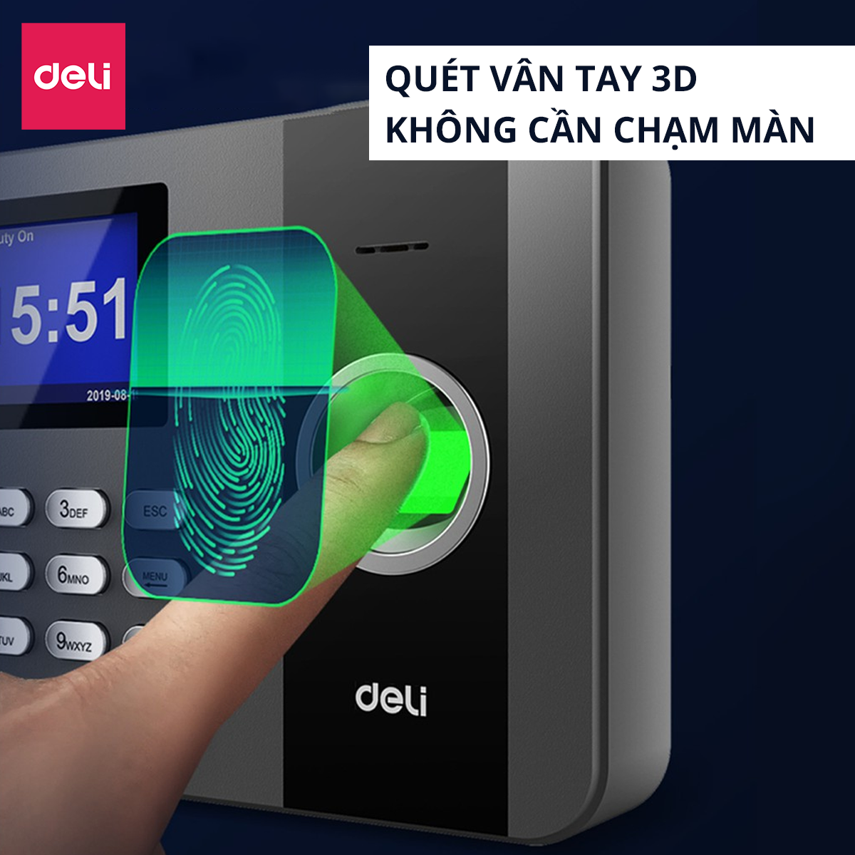 Máy Chấm Công Quét Vân Tay Và Khuôn Mặt Deli - Độ Chính Xác Cao, Kết Nối USB - Dung Lượng Lưu Trữ Gấp Đôi - Hàng Chính Hãng - E3747PRO