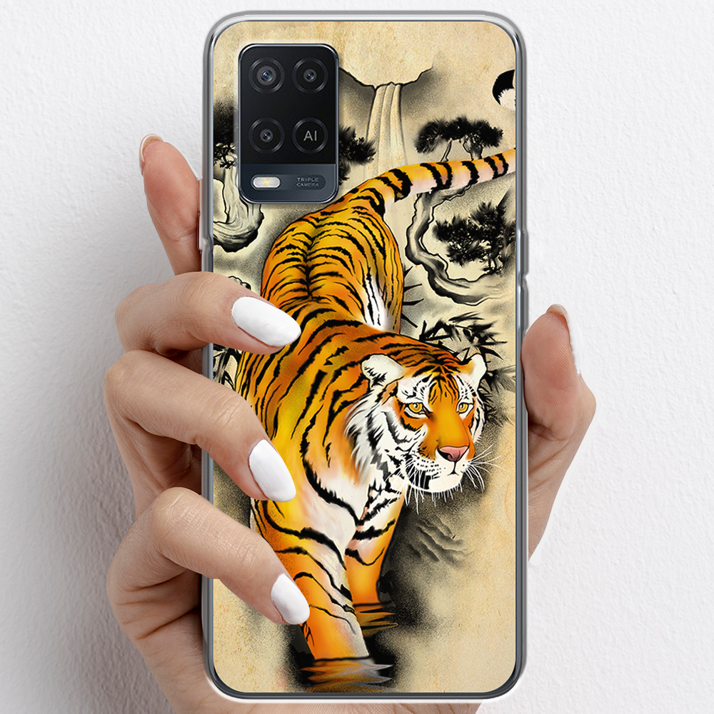Ốp lưng cho Oppo A54, Oppo A94 nhựa TPU mẫu Cọp tranh vẽ