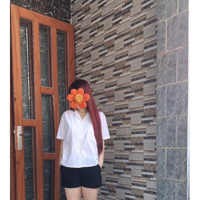 Áo sơ mi oversize cổ vest 1 túi.