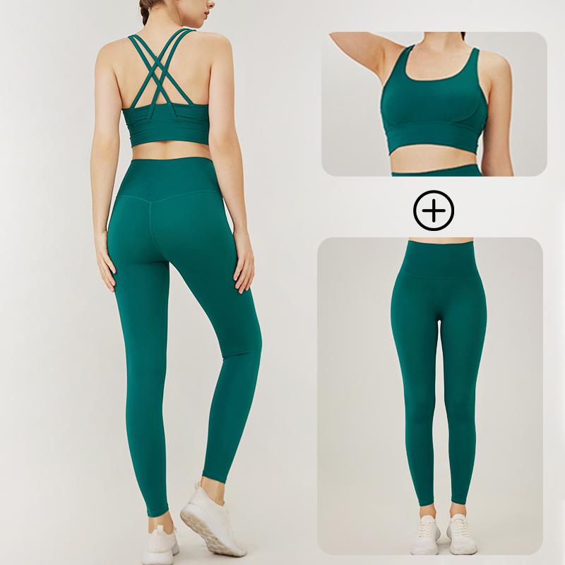 Yoga bộ áo ngực thể thao nữ và quần legging chạy bộ 2 mảnh bộ yoga thể thao tập thể dục bộ quần áo quần áo thể thao quần áo nữ Color: Black Size: M