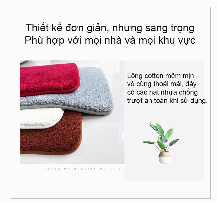 Thảm Chùi Chân, Lau Chân Lông Siêu Hút Nước, Chống Trượt, An Toàn Khi Sử Dụng