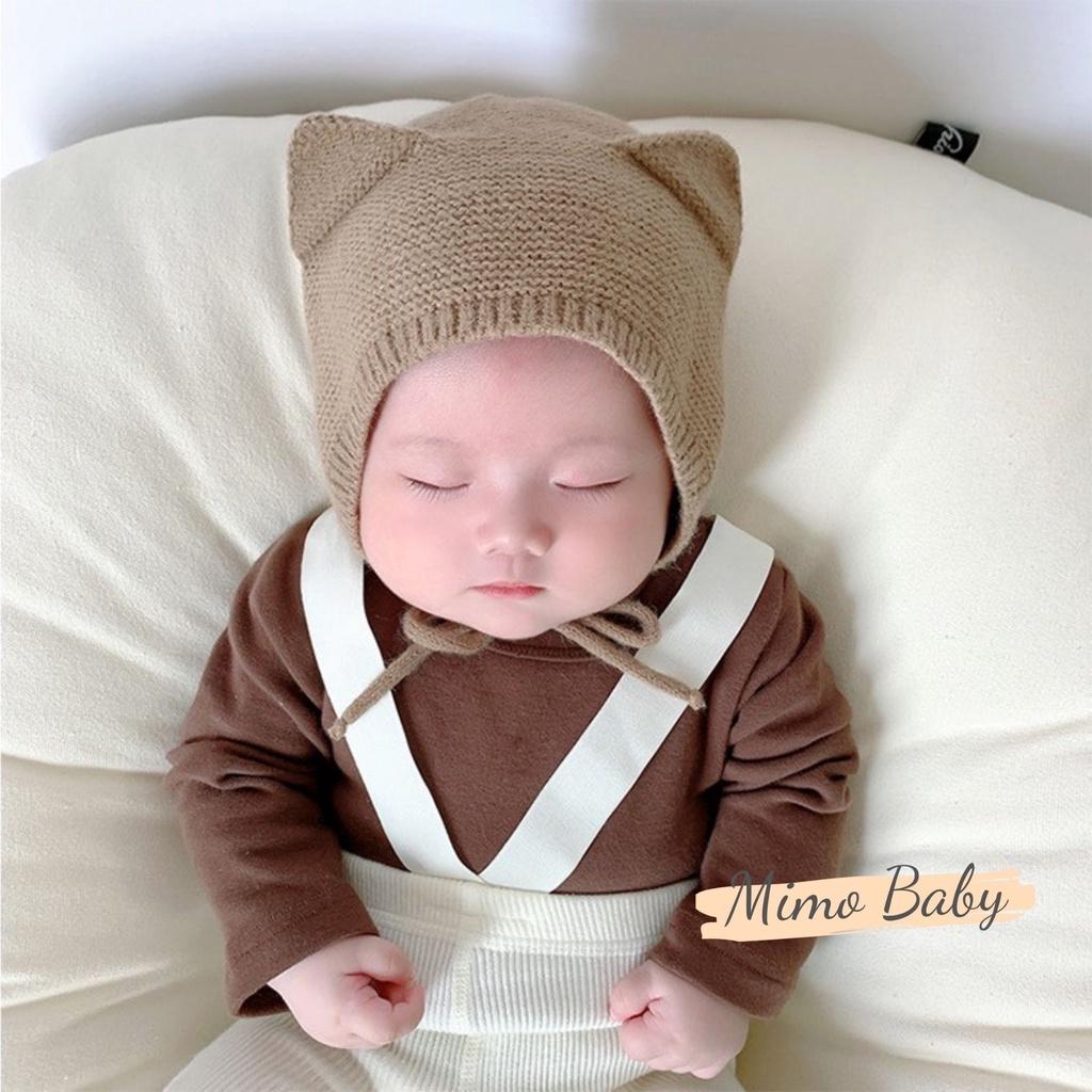 Mũ nón len cột dây tai mèo dễ thương cho bé 5m-2y Mimo baby ML49