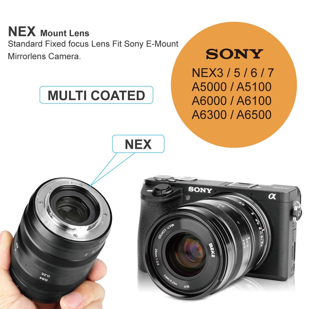 Ống kính Meike 25mm f2.0 APS-C for Sony E-Mount - Hàng Nhập Khẩu