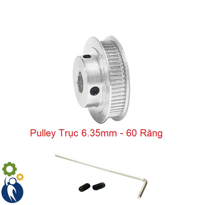 Buly, Puly, Pulley Trục 6.35mm - 60 Răng, sử dụng với dây đai 2GT-6mm