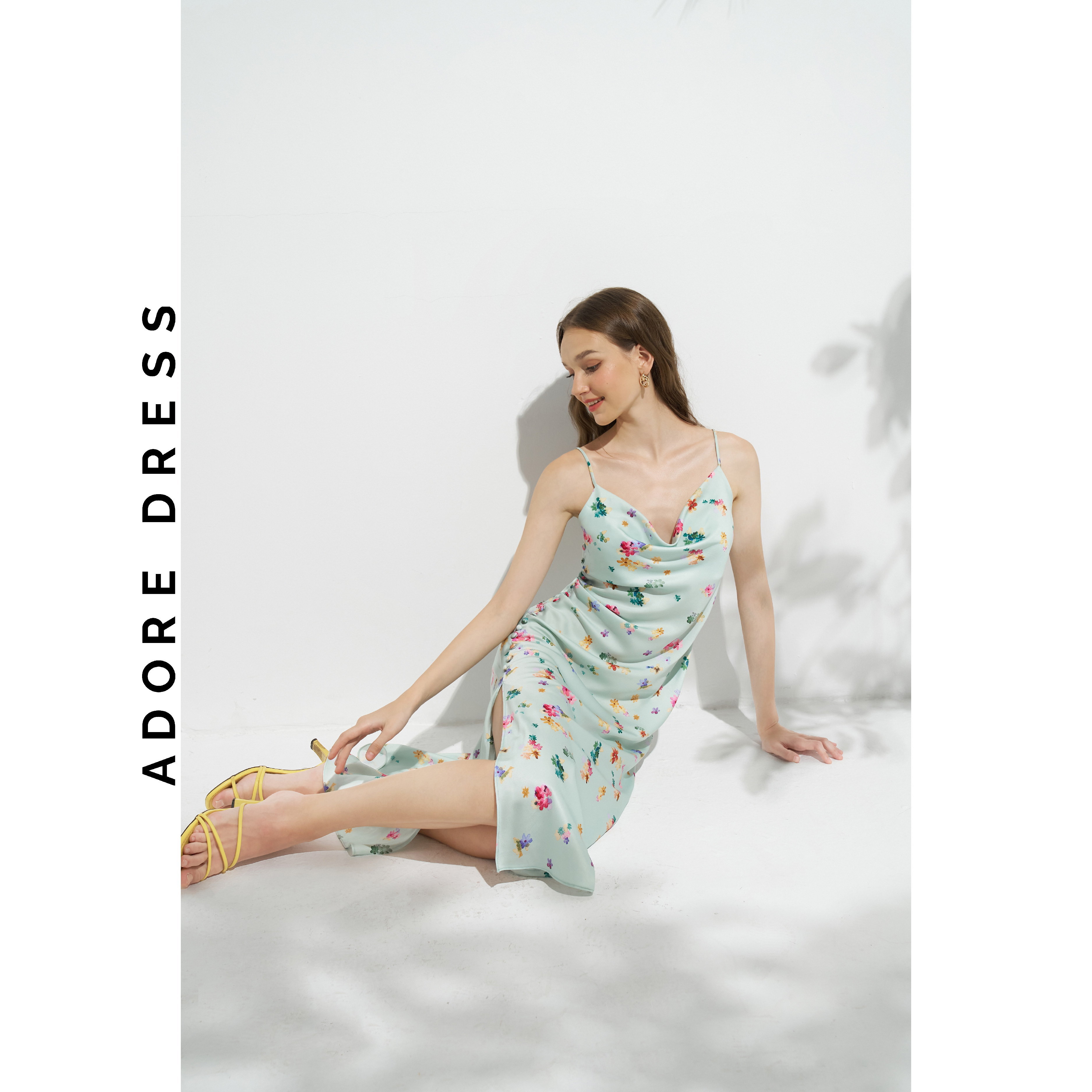 Đầm Sleeveless dresses resort style lụa hoa nhỡ mint 313DR6011 ADORE DRESS