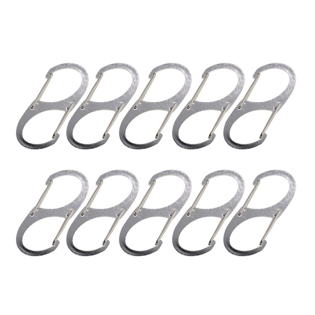 10 Pieces Steel Dual Carabiner Clip Keychain Clip With  Keyrings