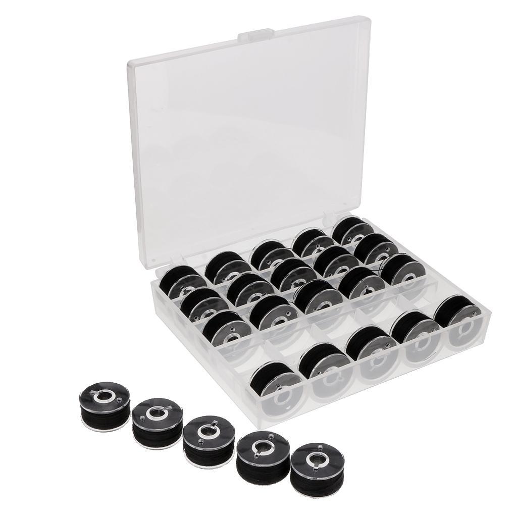 50Pcs Polyester Sewing Machine Thread String Bobbins with Plastic Case