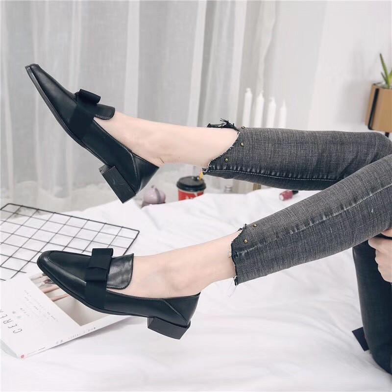 Giày moca nữ đế bệt (CÓ CLIP THẬT SẢN PHẨM) đen và nâu tây chuẩn size dễ phối đồ