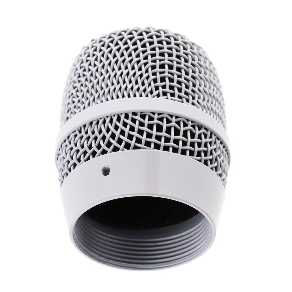 1x Steel Handheld Mesh Microphone Grill Head Silver with Inner Foam Filter