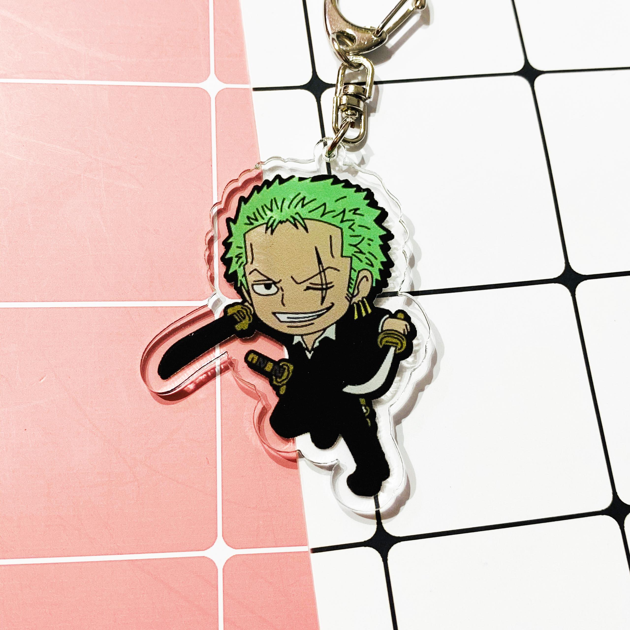 ( Mica trong acrylic ) Móc khóa One Piece Đảo hải tặc Zoro chibi anime tặng ảnh Vcone