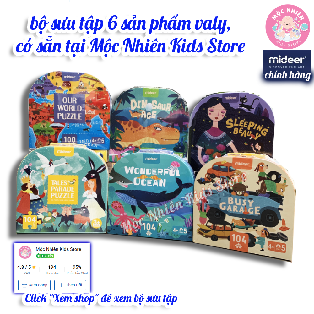 Đồ chơi xếp hình Mideer Puzzle MD3110 - Valy xếp hình Đại dương tuyệt diệu - 104 mảnh ghép