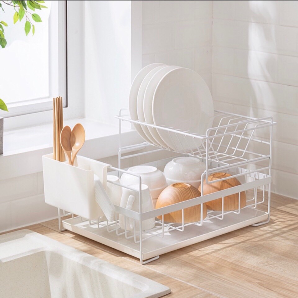 Kệ Úp Chén Bát 2 Tầng có khay thoát nước xuất nhật 0292