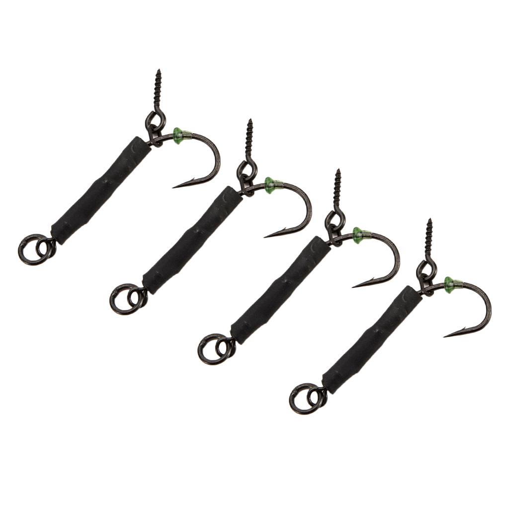 4pcs Fishing Ronnie Rigs Carp Fishing Spinner Rigs Assist Hooks 04 barbed