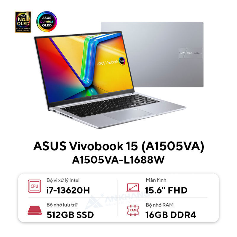 Asus Vivobook 15 A1505V-L1688W (Intel Core i7-13620H | 16GB | 512GB | Intel UHD | 15.6 inch FHD | Win 11 | Bạc) - HÀNG CHÍNH HÃNG