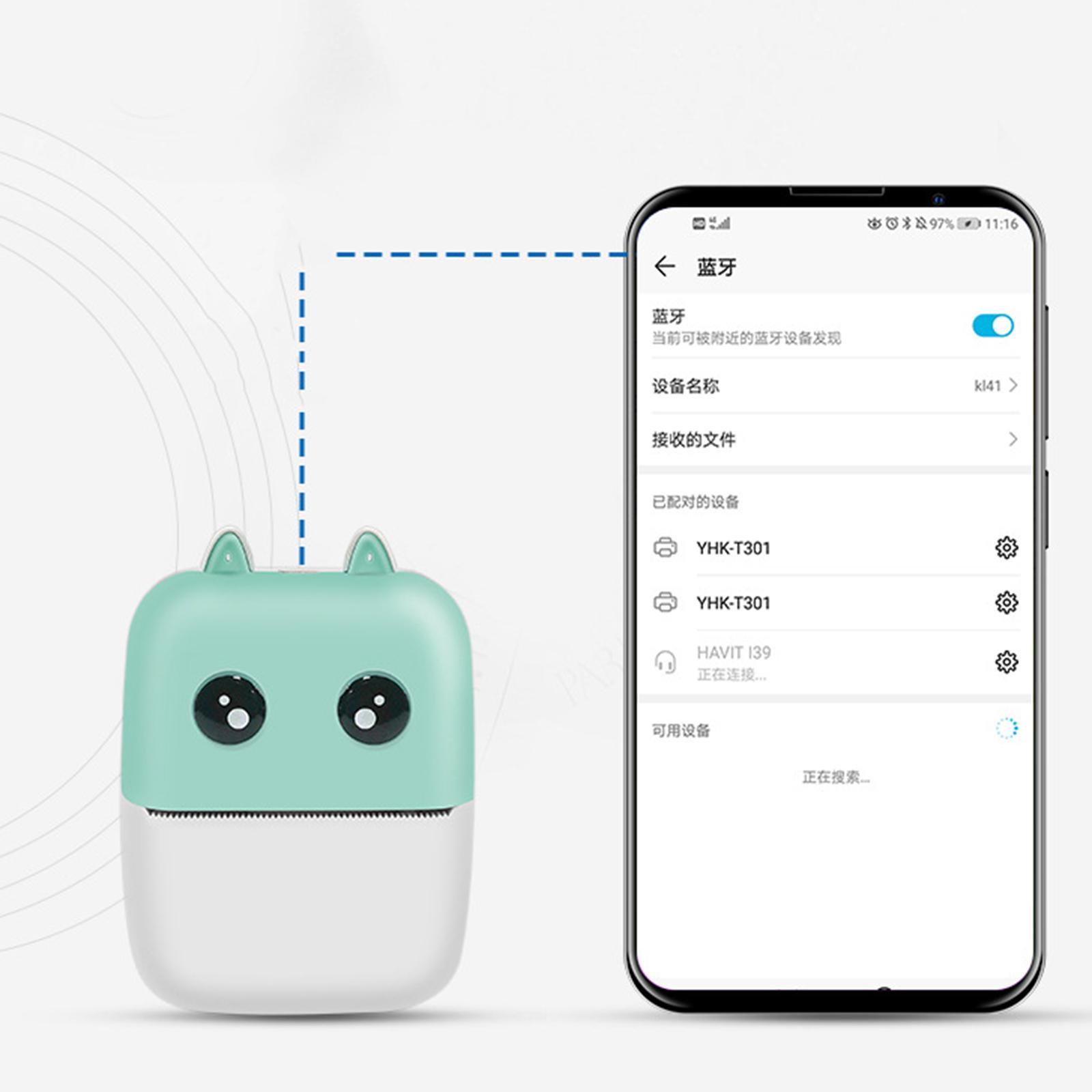 Mini Pocket Thermal Printer USB Cable Bluetooth for Mobile Phone Label