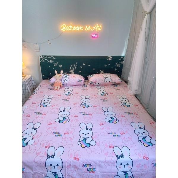 Ga Gối Cotton 100% Hàng Nhập Khẩu 3 Món Thỏ Hồng dành cho bé gái