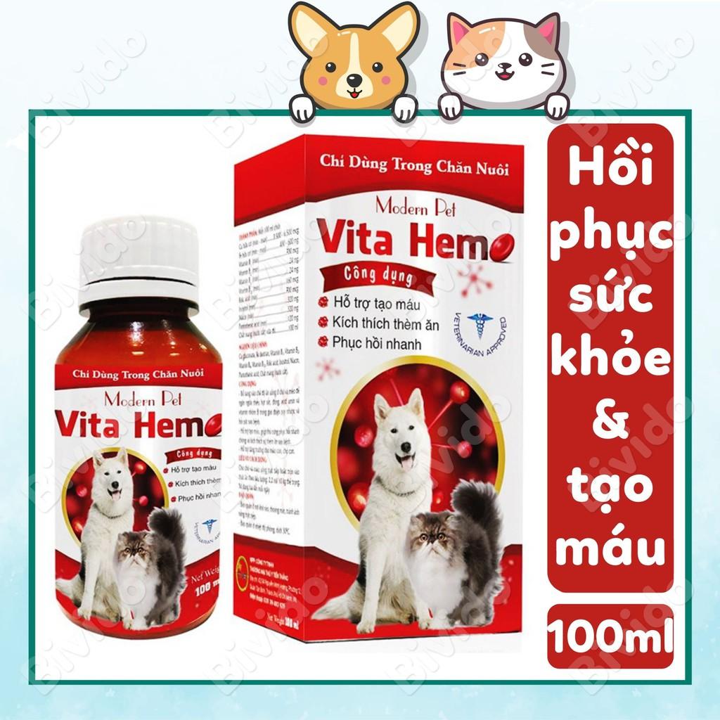 Vita Henno hỗ trợ tạo máu kích thích thèm ăn cho chó mèo thú cưng chai 100ml - Bivido