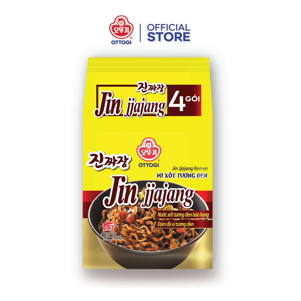 Lốc 4 gói mì trộn xốt tương đen Jin Jjajang Ramen Ottogi gói 135g*4