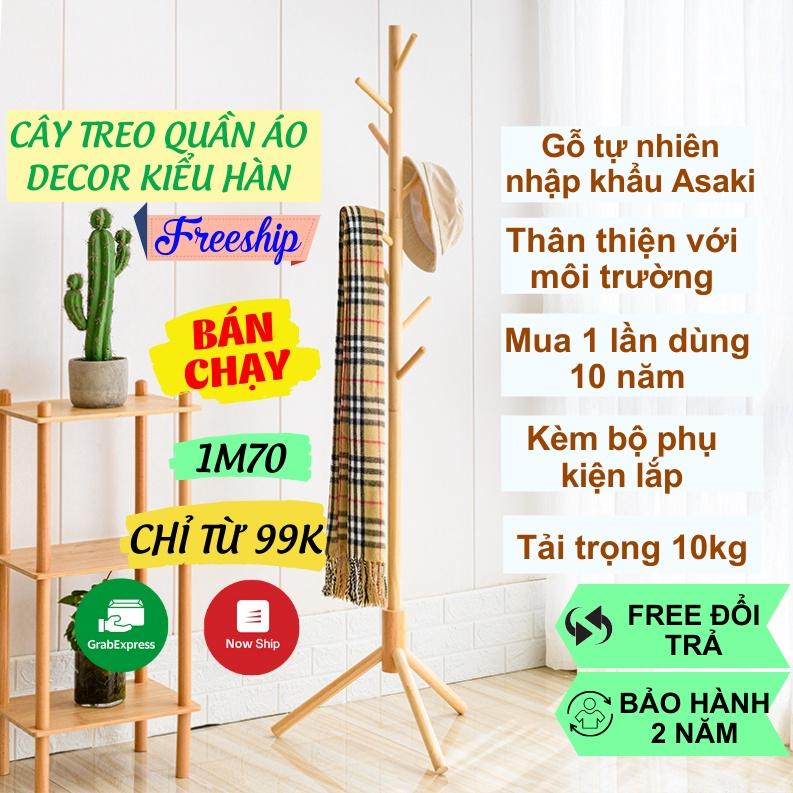 Cây Treo Quần Áo Đứng Bằng Gỗ Standing Hanger,Kệ Sào Treo Đồ Đứng Nội Thất Kiểu Hàn Lắp Ráp PAPAA.HOME