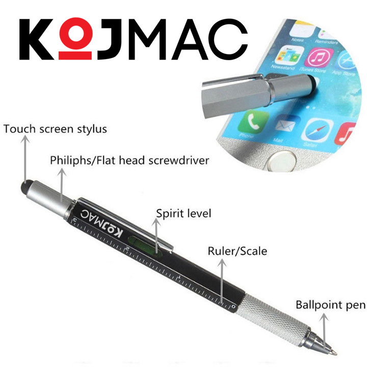 Bút Cảm Ứng Điện Thoại Đa Năng KOJMAC Touch Pen PKA071 6 trong 1 - Hàng Nhập Khẩu ( Tiện Lợi Thông Minh Cao Cấp 6in1 Smart Vẽ Màn Hình Ipad iPhone Tablet Android Phone , Viết được có mực bi, Tua Vít Vặn Ốc 2 Đầu, Thước Kẻ, Thủy Đo Cân Bằng )