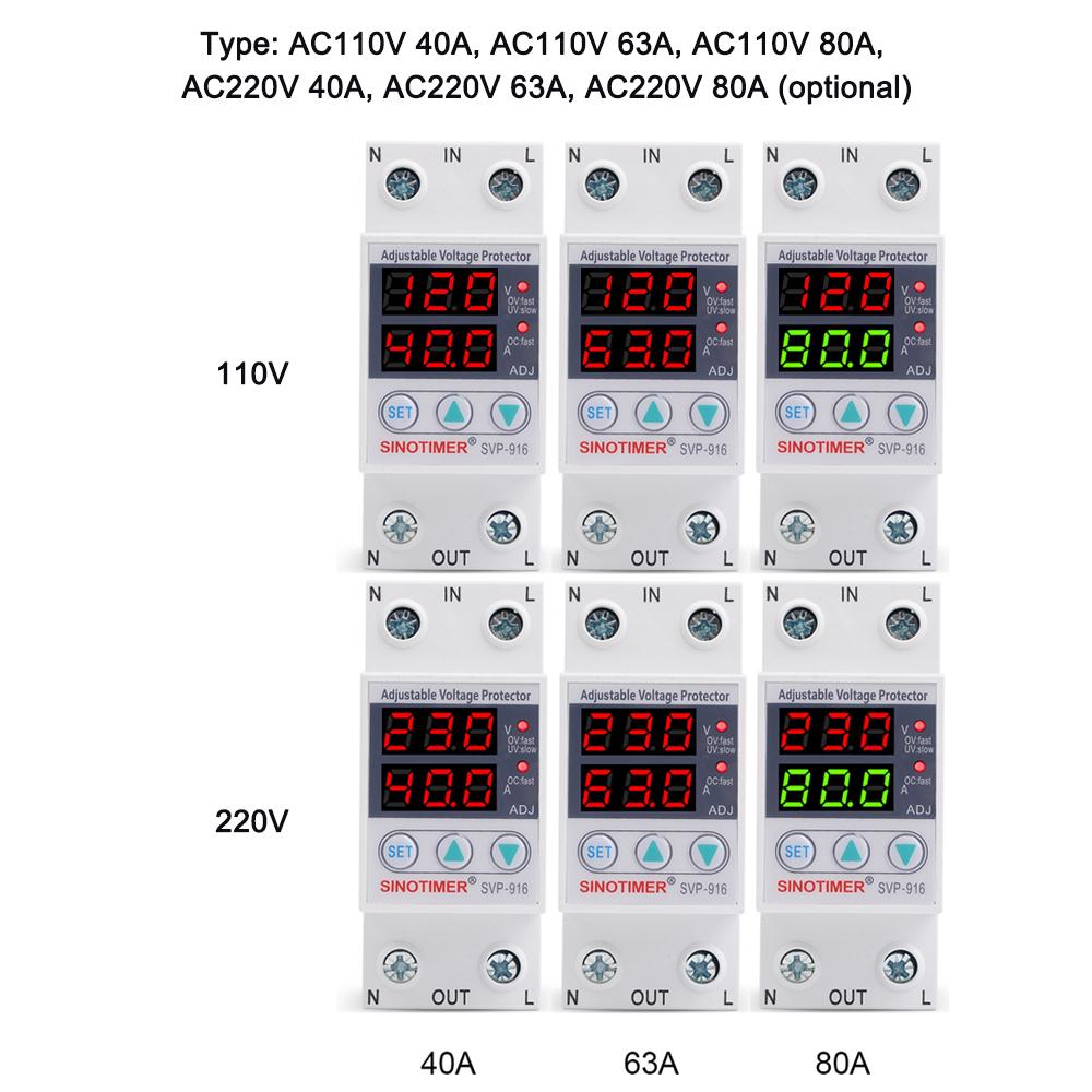Multifunctional Adjustable Voltage Limit Current Protector Self-resetting Switch Dual Display Protector Over-voltage Under-voltage Protecting Device