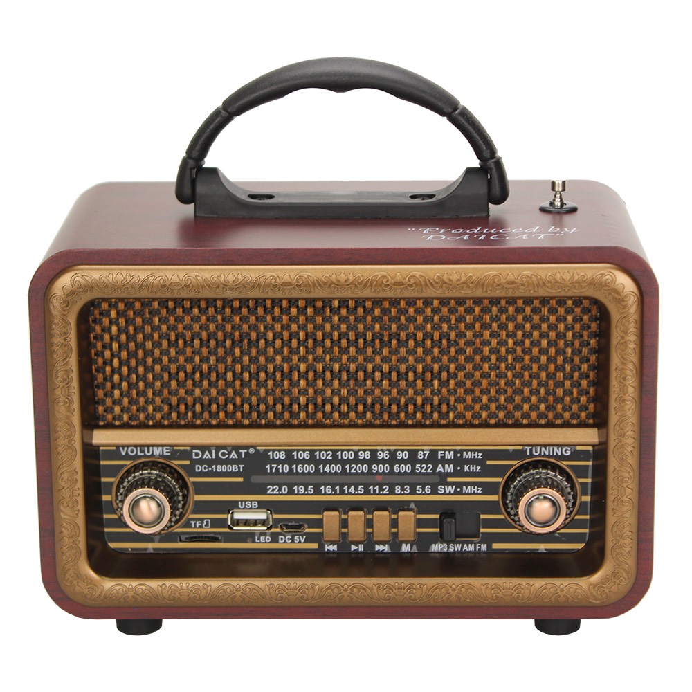 Đài FM radio Bluetooth/USB/TF DC-1800BT Đài phát thanh cổ điển Hàng Chính Hãng