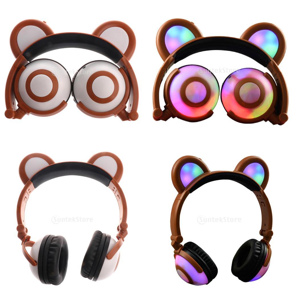 Headphones Foldable Kids Headsets w/ LED Flash Light