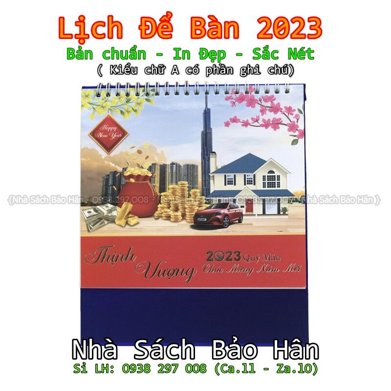 Lịch để bàn 2023 (kiểu chữ A có dải note ghi chú ngày, tuần,) đủ ngày âm dương (mẫu ngẫu nhiên, nowship)