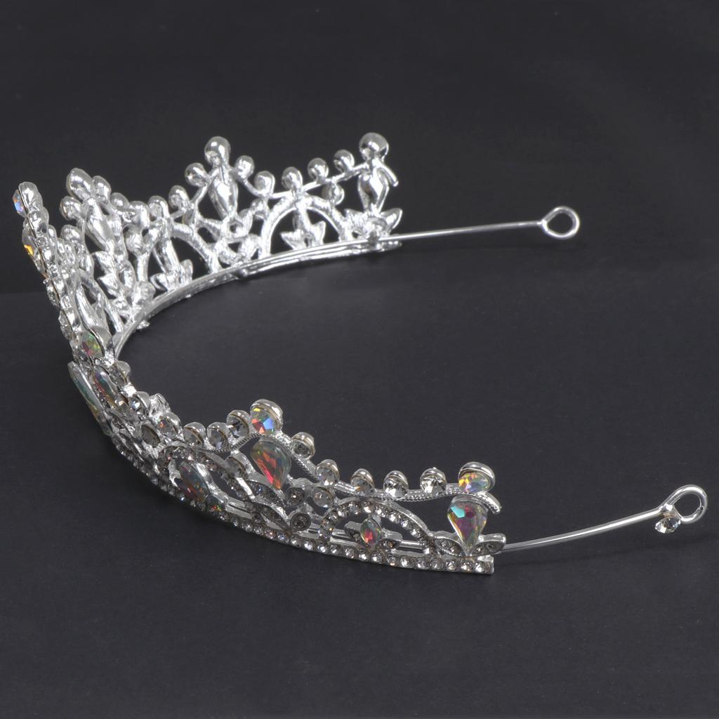 Silver Crystal Tiaras Princess Bridal Crown Hair Clasp For Wedding Party