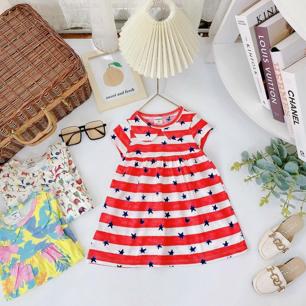 Đầm váy babydoll mùa hè cho bé gái size 5-18kg chất thun cotton mềm mịn mát