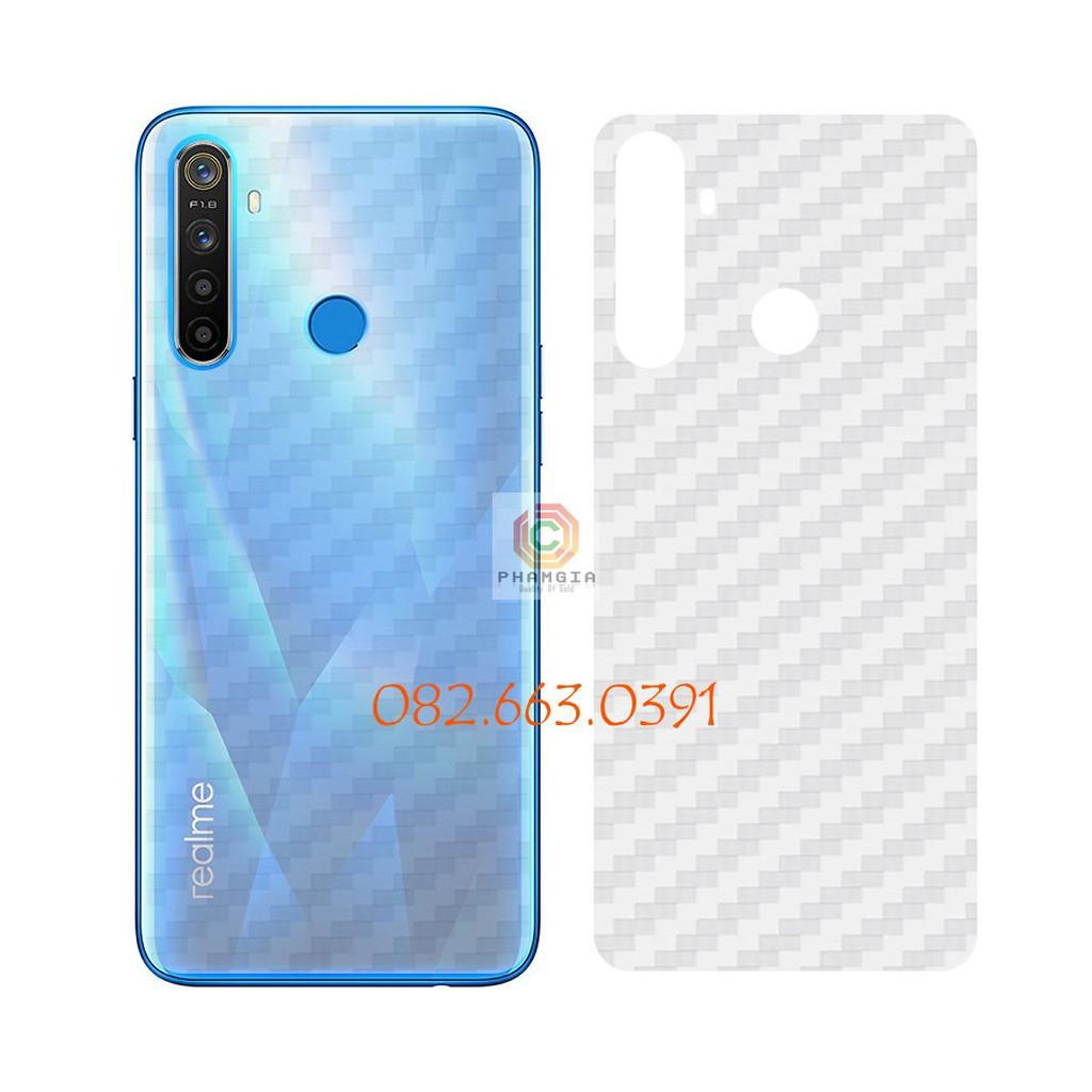 Dán mặt lưng skin carbon dành cho Realme - vân nổi 3D trong