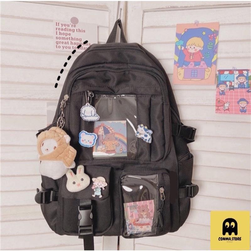 Balo Ulzzang đi học 4 màu xinh xẻo HÀNG CÓ SẴN 2 túi trong dài