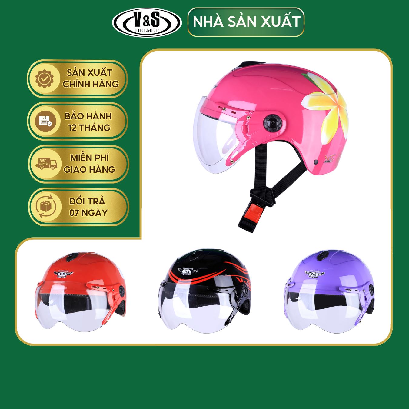 Mũ Bảo Hiểm Trẻ Em 1/2 V&amp;S VS02K Hàng Chính Hãng Bảo Hành 12 Tháng Sản Phẩm Thời Trang Và Cao Cấp