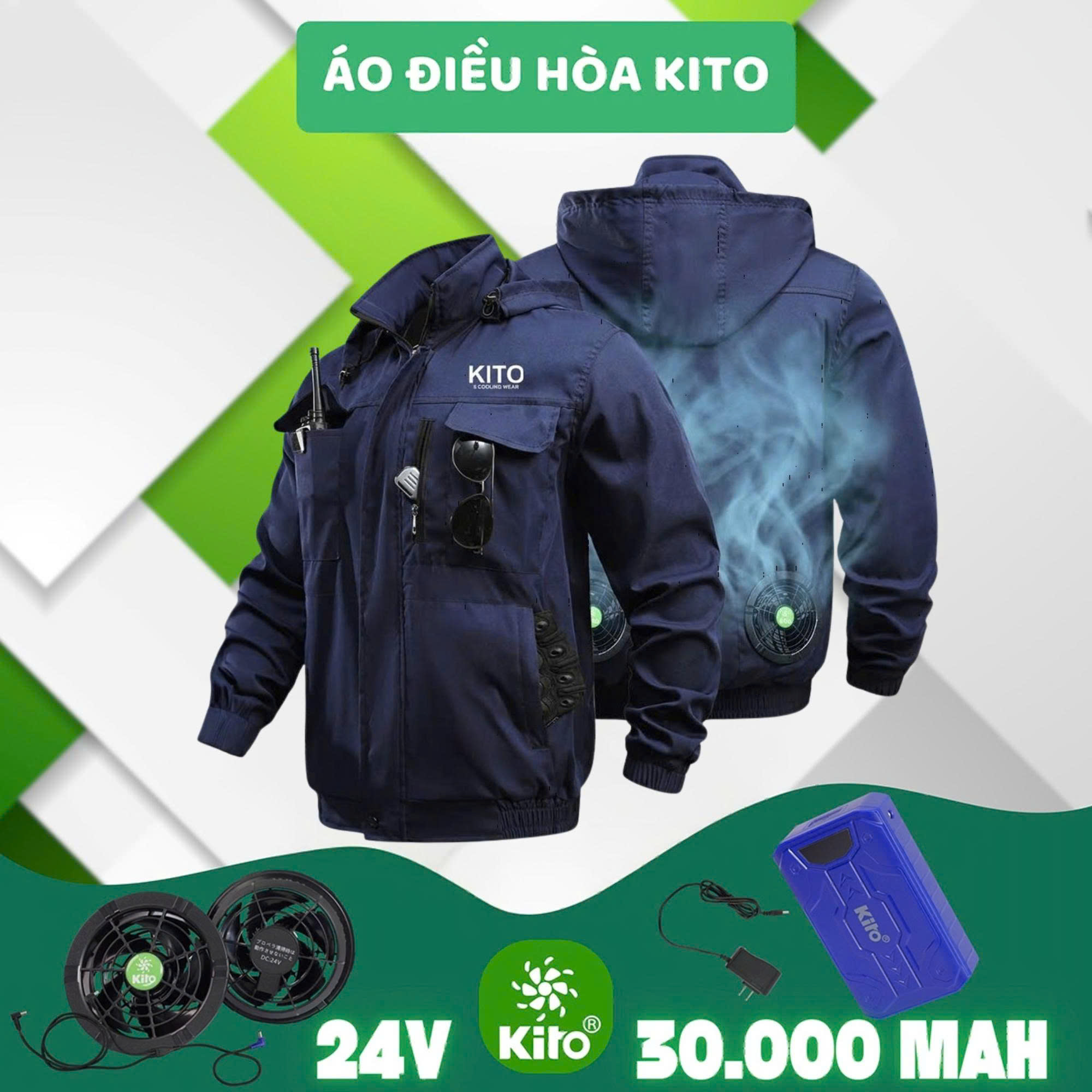 Bộ áo điều hòa KITO NEWPRO KT10 thế hệ mới nhất 2026 quạt 24V siêu bên ,chống chai ,chống phồng