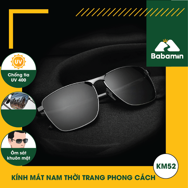 Kính Mát Nam Cao Cấp, Chống Tia UV, Độ Nét Cao Thời Trang - Babamin - KM52