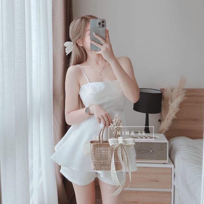 SET ÁO 2 DÂY PEPLUM PHỐI QUẦN UMI ĐI DẠO PHỐ