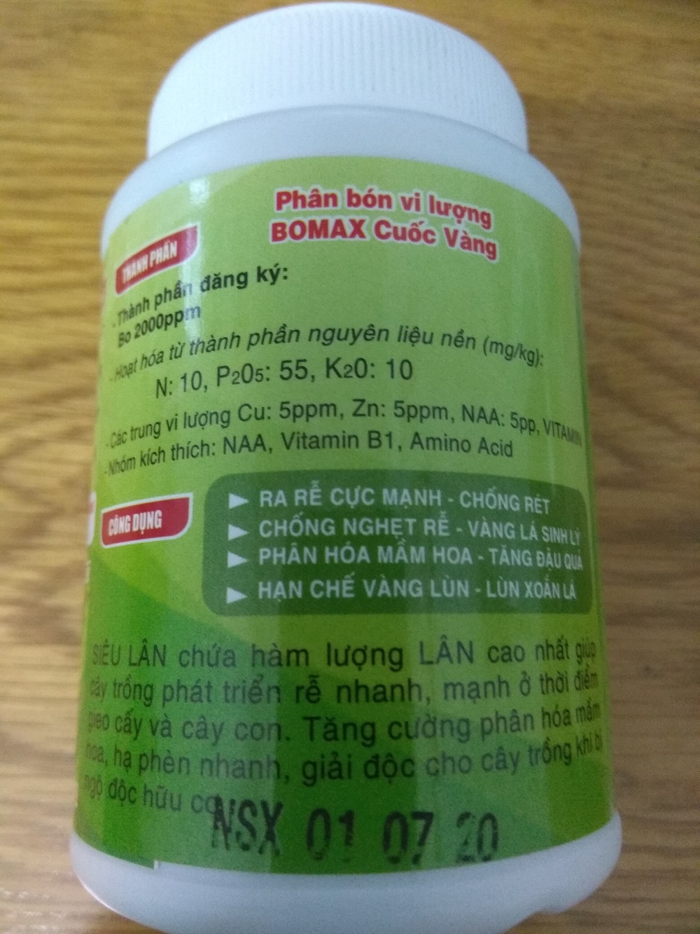 Phân bón vi lượng siêu lân NPK 10-55-10+TE - chai 500 gram bomax