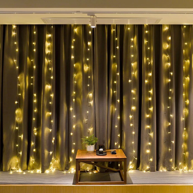 Bộ đèn nháy rèm 3m x 3m trang trí rèm cửa , sinh nhật , đám cưới sang trọng KF-3312