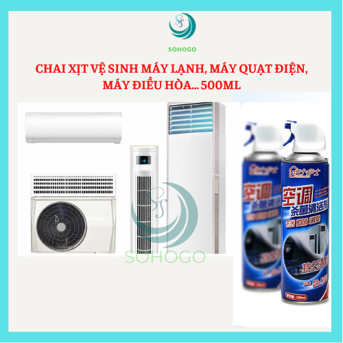 Hình ảnh Chai xịt vệ sinh máy lạnh/ máy điều hòa, máy quạt điện và các loại quạt thông gió khác...500ML, loại bỏ vi khuẩn, nấm mốc, mùi hôi khó chịu- Hàng nhập khẩu