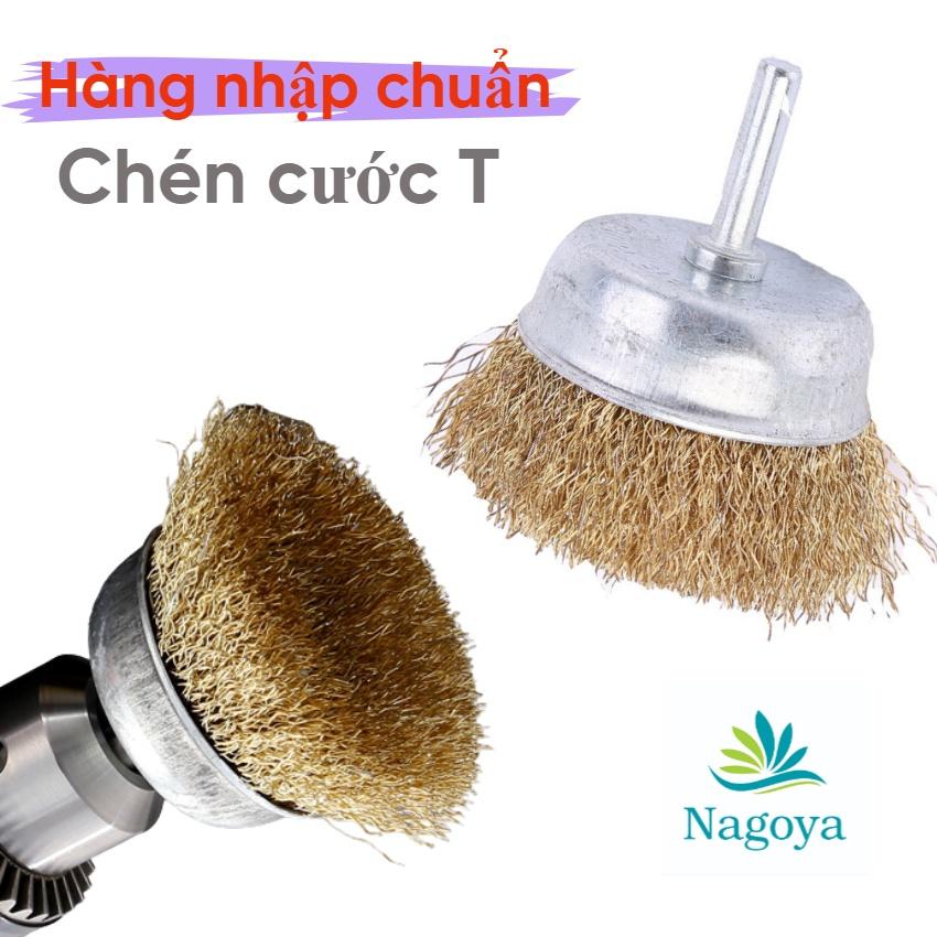Chén Cước Thau Có Cán 6mm, phi 65mm, Chén Cước T, Bàn Chải Rỉ Sét, Bánh Cước Thép