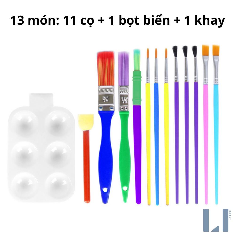 Bộ cọ vẽ và mút bọt biển tiện lợi chuyên dụng vẽ, tô tranh - Dụng cụ vẽ tranh cho bé