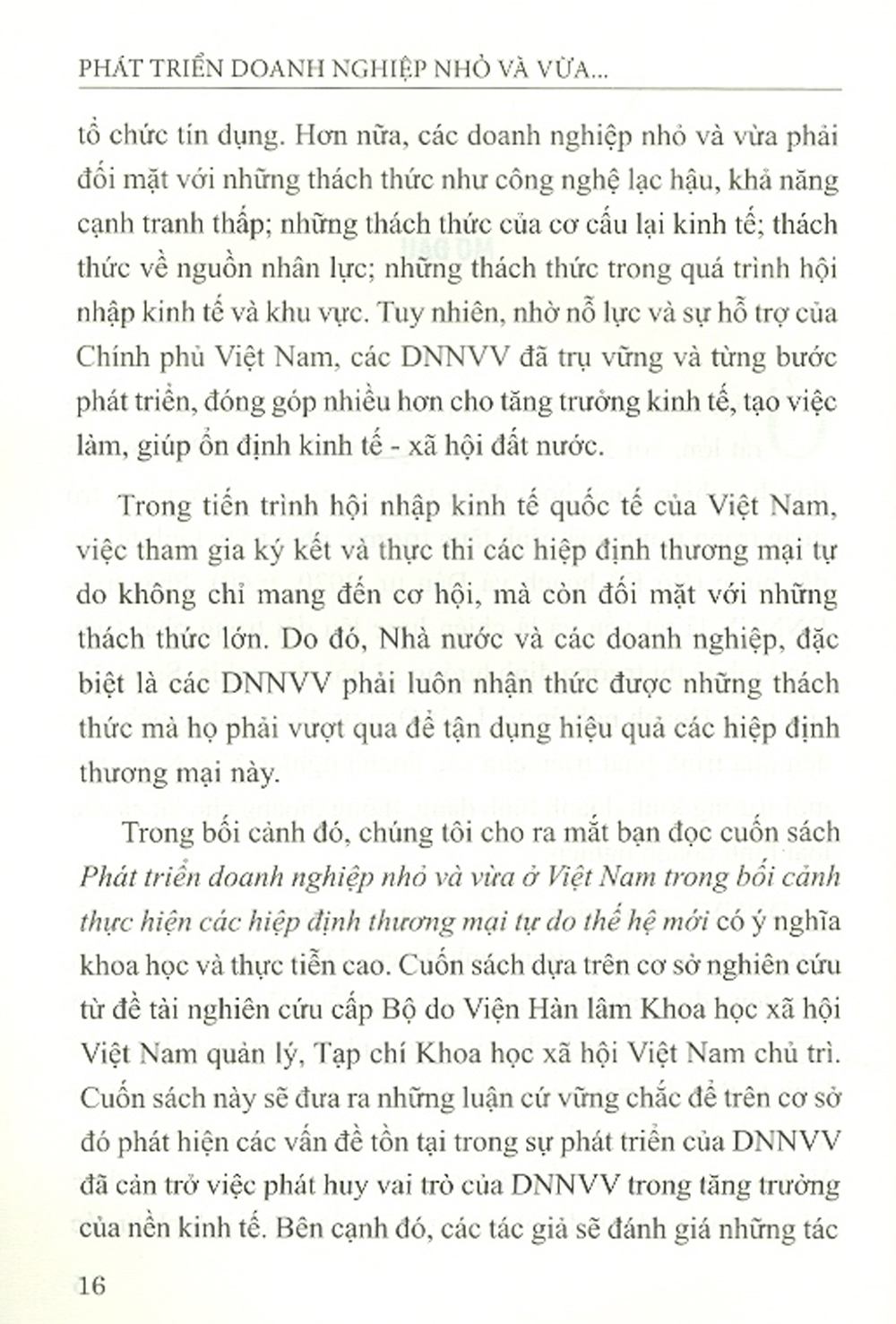 Phát Triển Doanh Nghiệp Nhỏ Và Vừa Ở Việt Nam Trong Bối Cảnh Thực Hiện Các Hiệp Định Thương Mại Tự Do Thế Hệ Mới (Sách Chuyên Khảo)