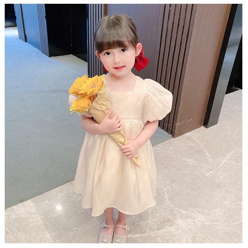 Đầm voan lụa tay bồng hàng quảng châu cao cấp cho bé gái