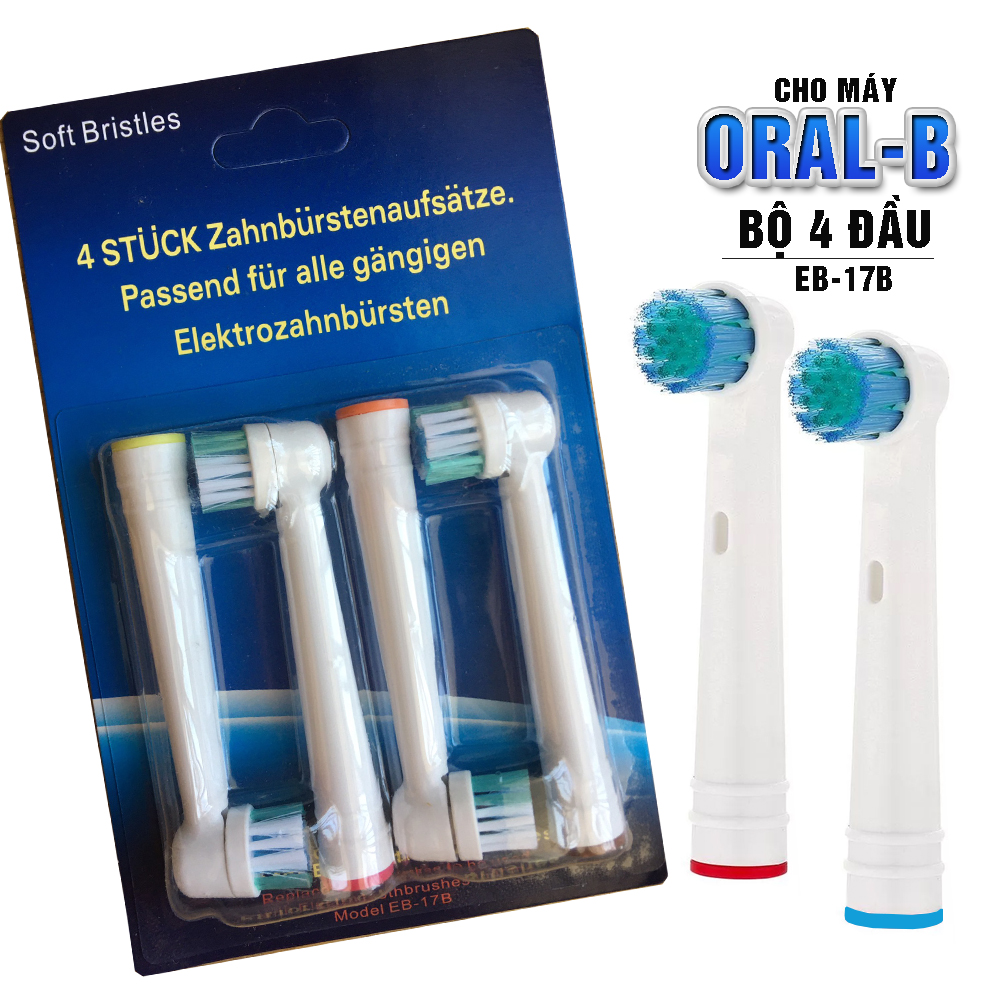 Cho máy Oral B, Bộ 4 đầu bàn chải điện Dan House EB-17B– Cho răng sáng trắng, đánh tan cặn bám – Xuất xứ: Đức