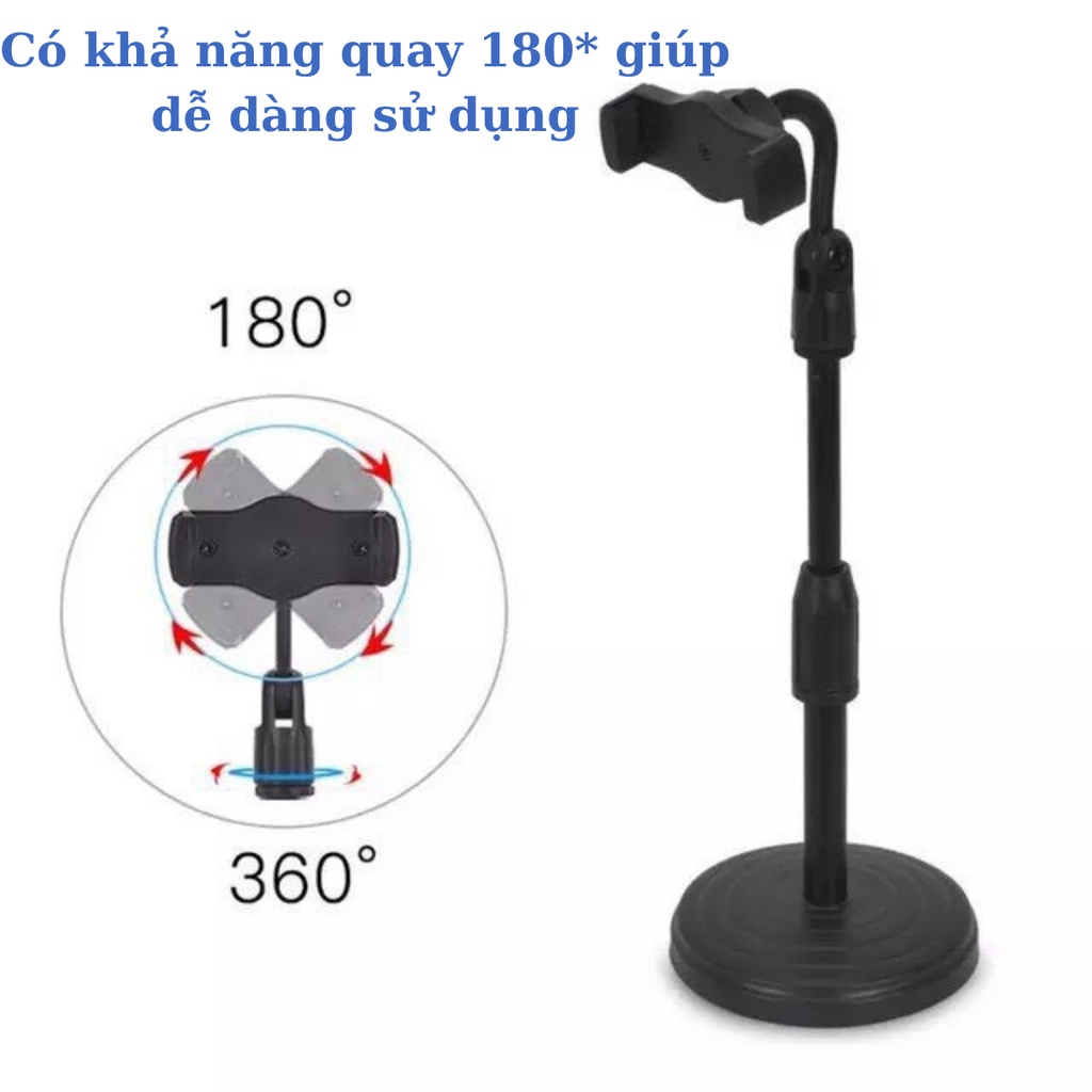 [Giá đỡ] Chân đế để bàn kẹp điện thoại bằng thép, xoay 360, có thể kéo dài tiện dụng dùng livestream, quay video và giải trí, thép không rỉ.