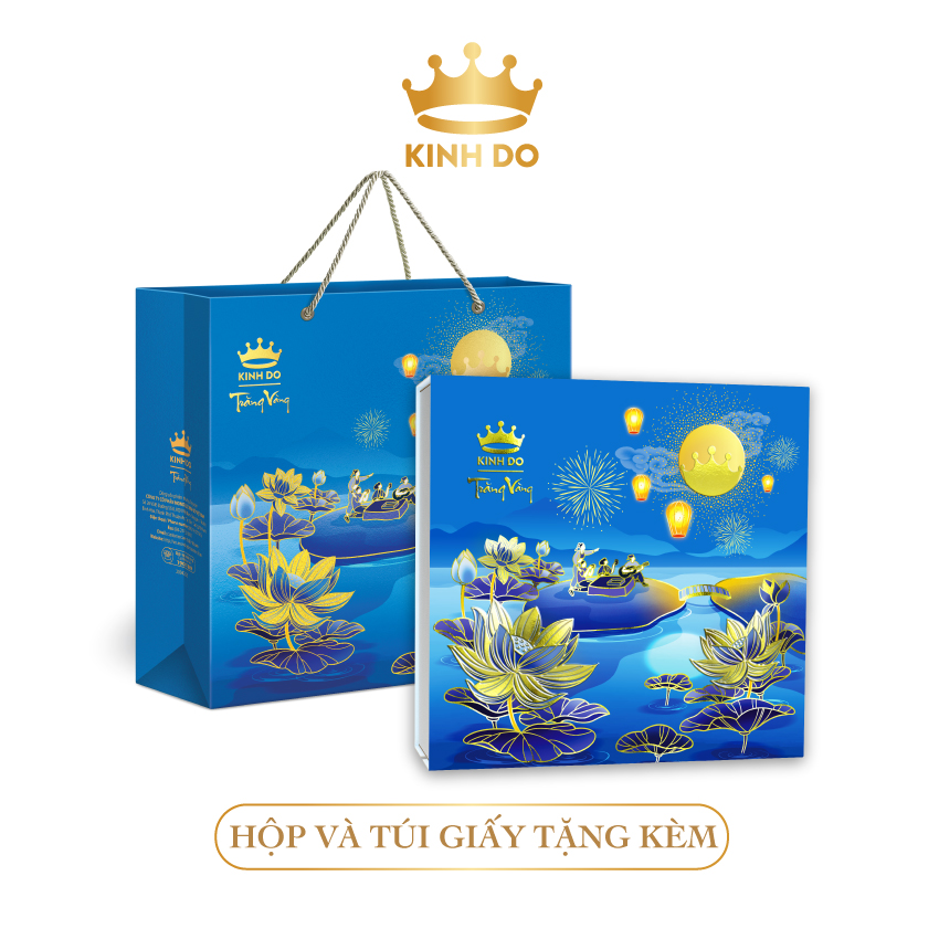 Hộp bánh trung thu Kinh Đô cao cấp - Trăng Vàng Hồng Ngọc An Bình (4 Bánh x 160gr)
