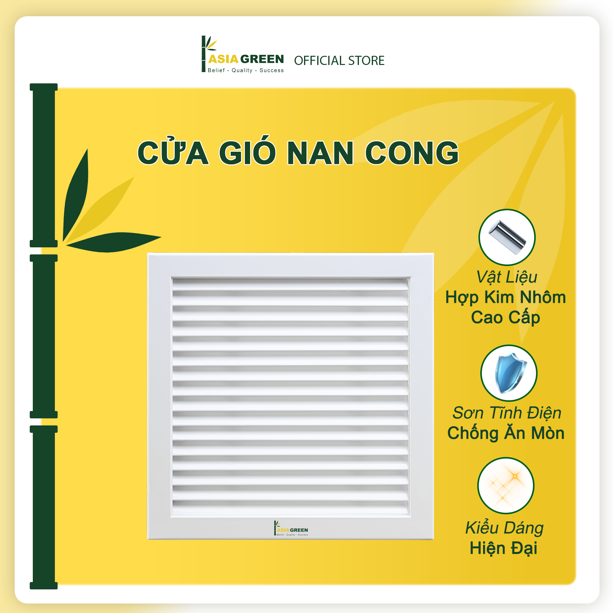 Cửa Gió Nan Cong, Lưu Lượng Gió Cao, Loại Bỏ Bụi Bẩn, Sơn Tĩnh Điện, Asia Green ( Giá bao gồm VAT)