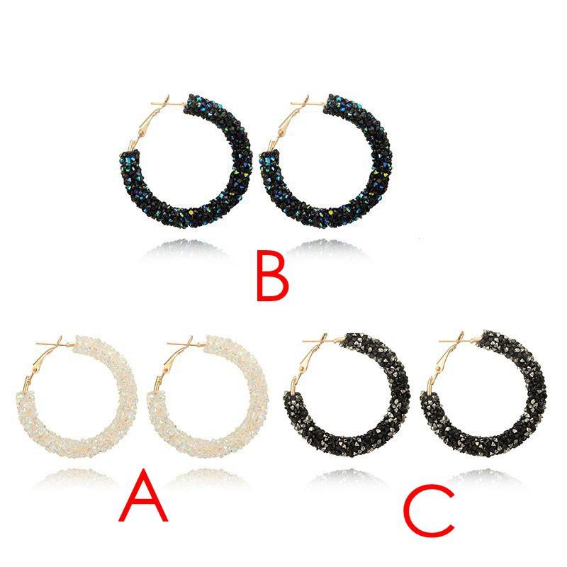 Khuyên tai tròn đính đá pha lê cổ điển